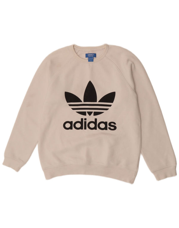 Adidas Felpa con grafica da uomo Maglione piccolo cotone bianco sportivo