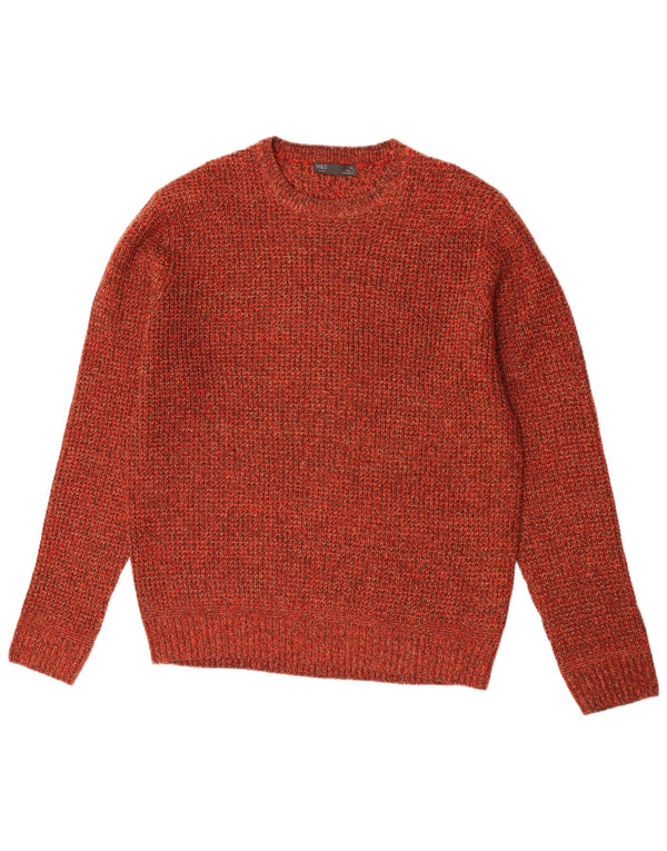 Maglione maglione girocollo da uomo Marks & Spencer XL acrilico chiazzato arancione