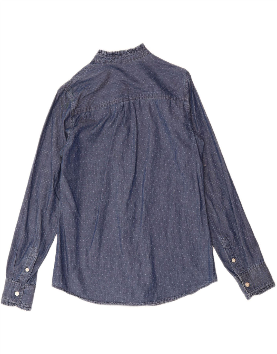 RIFLE Womens Ruffle Front Shirt UK 14 Medium Blue Spotted Vintage Rifle and Second-Hand Rifle from Messina Hembry 