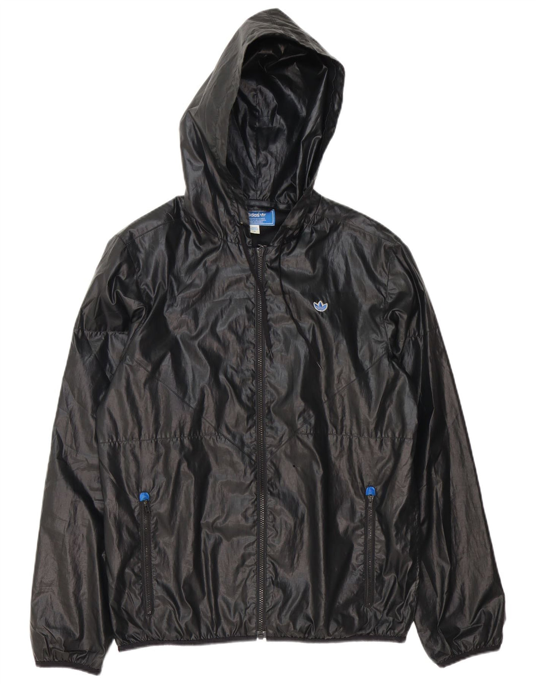 Giacca antipioggia da uomo Adidas con cappuccio UK 38 medio poliestere nero