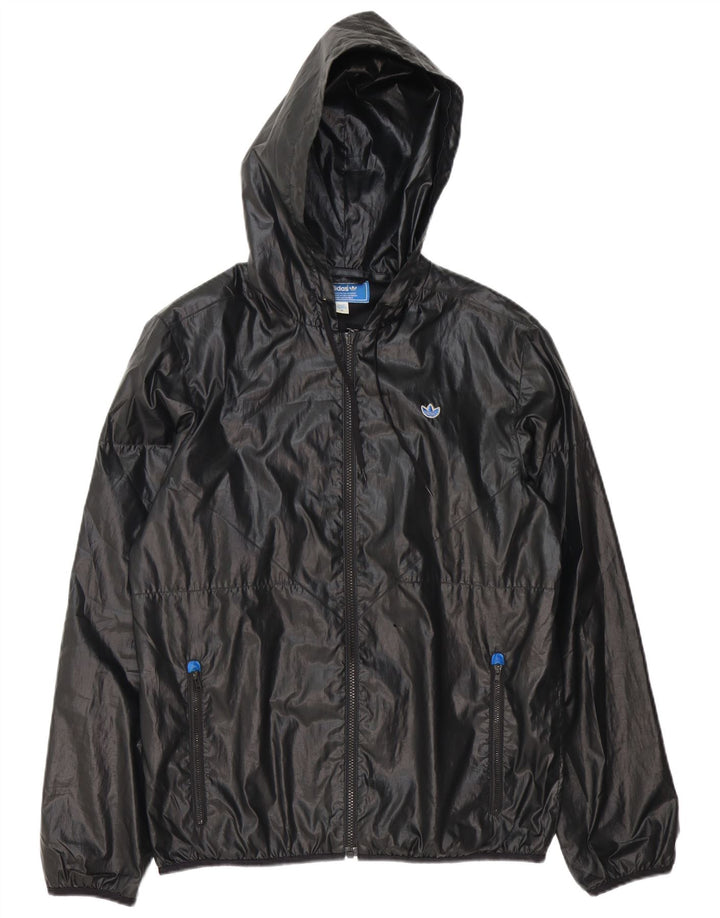 Giacca antipioggia da uomo Adidas con cappuccio UK 38 medio poliestere nero