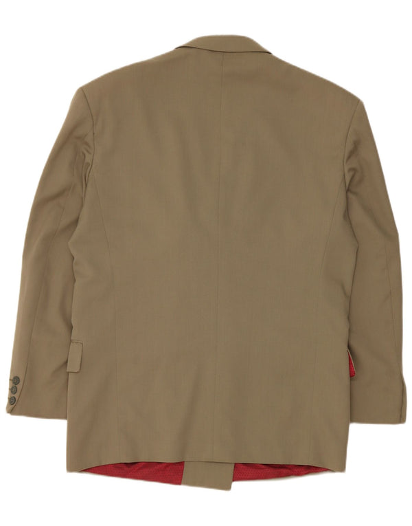 Giacca blazer doppiopetto vintage da donna UK 40 grande lana kaki