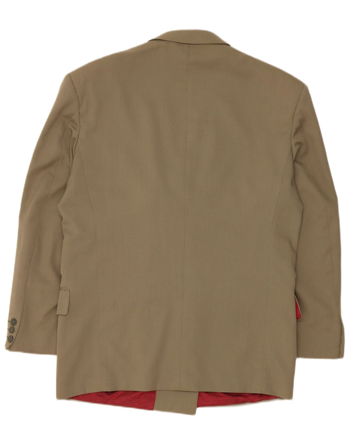 Giacca blazer doppiopetto vintage da donna UK 40 grande lana kaki