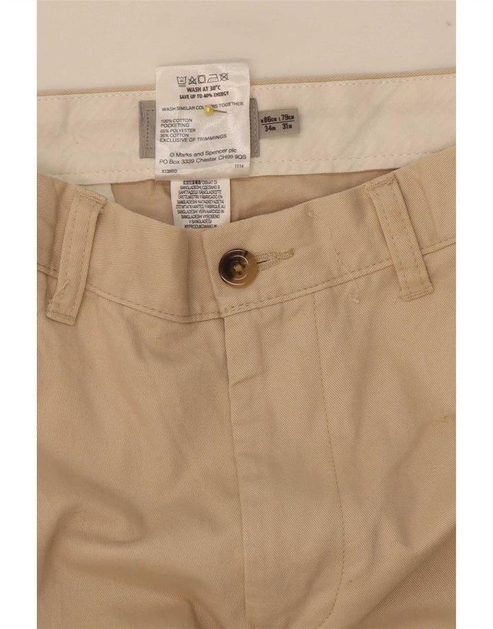 Pantaloni chino regolari da uomo Marks & Spencer W34 L31 cotone beige