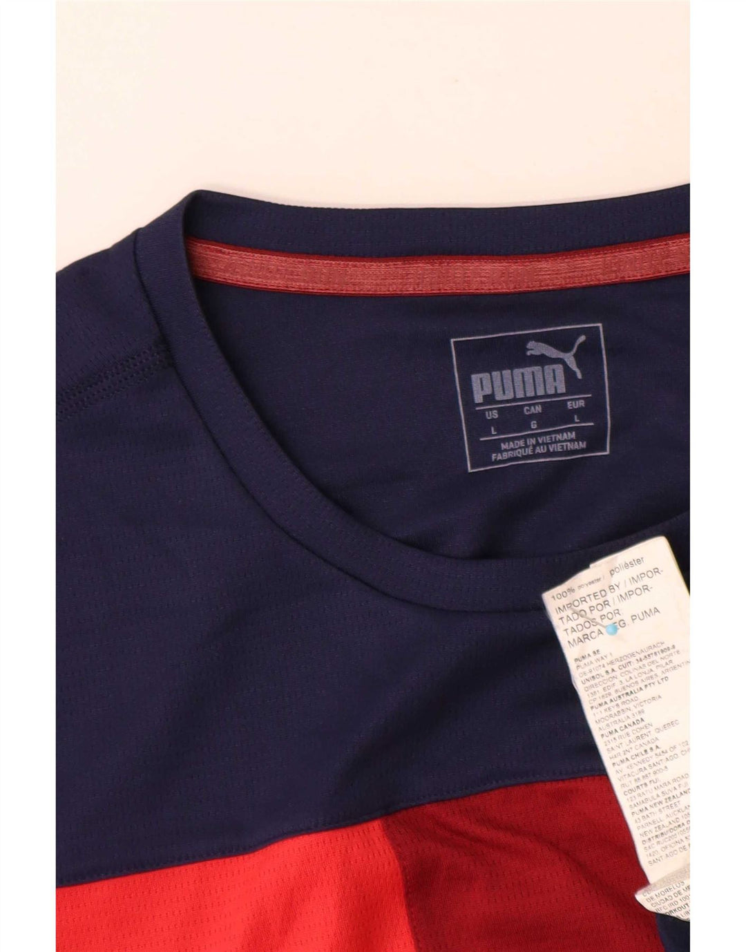 Puma T-shirt da uomo Top Large Blu Navy Colourblock in poliestere