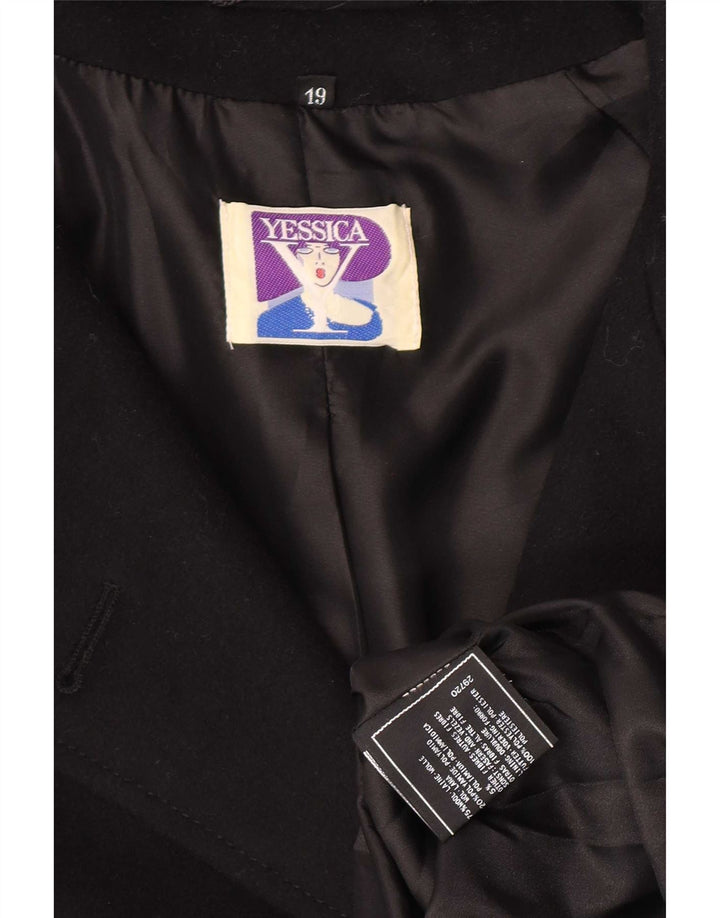 Cappotto doppiopetto da donna Yessica UK 20 2XL Lana nera