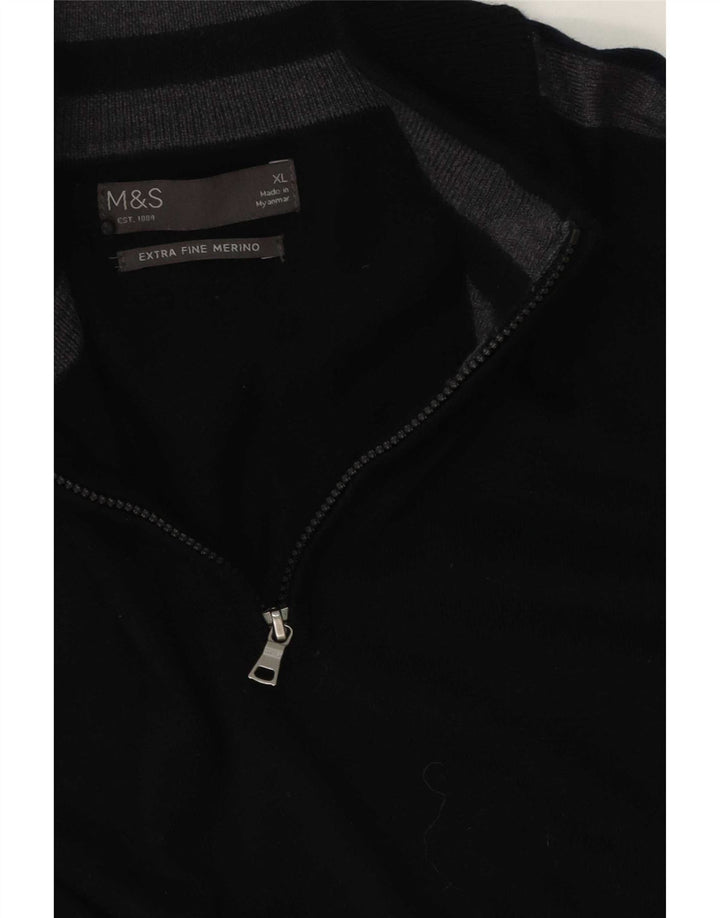Maglione da uomo Marks & Spencer con zip e collo XL nero a blocchi di colore