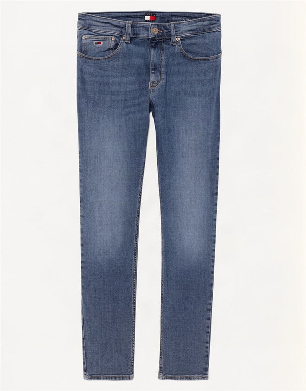 Tommy Hilfiger Uomo Austin Slim Tapered Jeans W33 L34 Cotone Blu