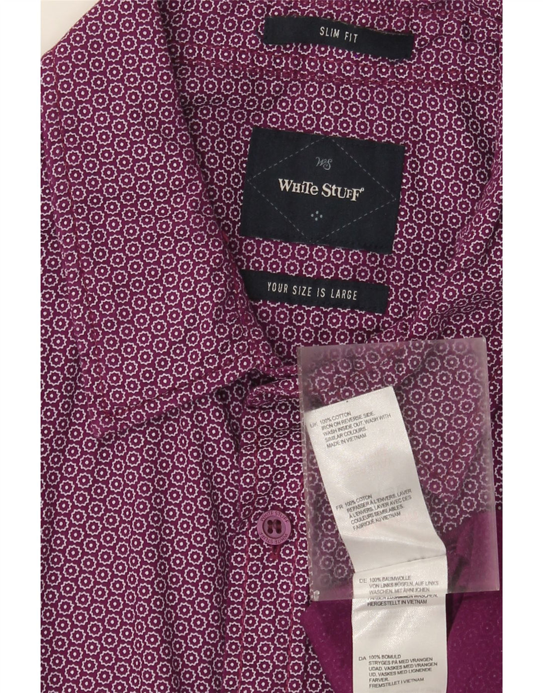 Camicia slim fit da uomo White Stuff Large in cotone maculato viola