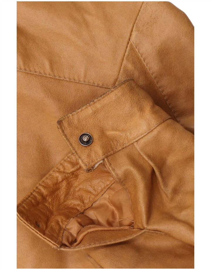 Giacca in pelle vintage da uomo UK 36 piccola marrone