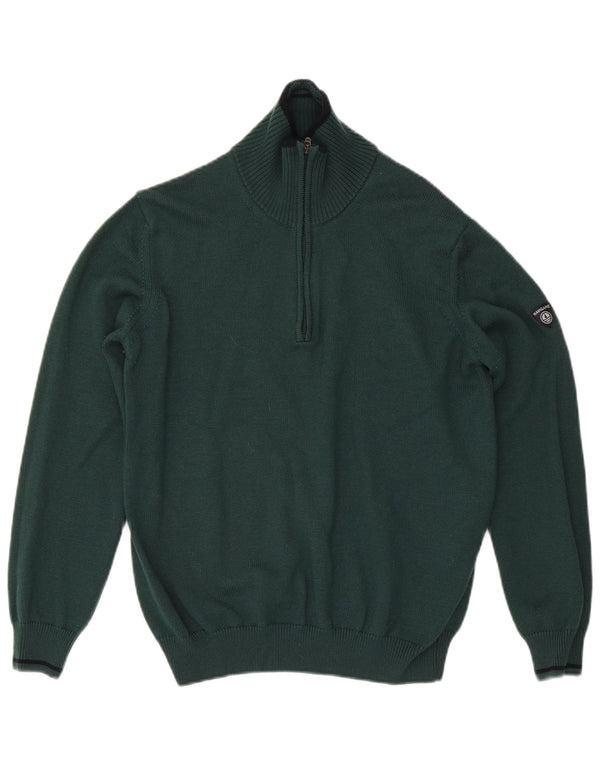 Maglione da uomo Navigare con zip e collo XL in lana verde
