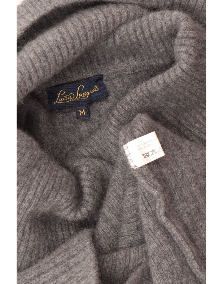 Luisa Spagnoli Abito da donna in maglione a pipistrello con collo alto UK 12 Lana grigio medio