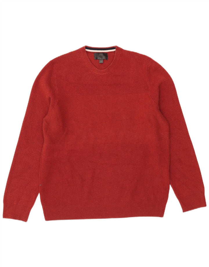Maglione maglione girocollo da uomo Marks & Spencer grande poliestere arancione