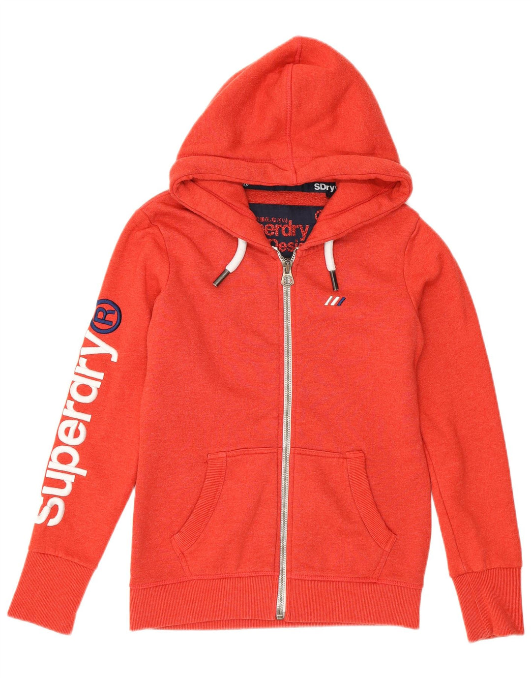 Maglione con cappuccio e zip grafica da donna SUPERDRY UK 8 piccolo cotone arancione