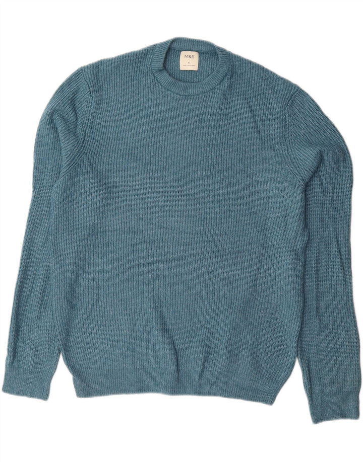 MARKS & SPENCER Maglione maglione girocollo da uomo XL blu poliammide
