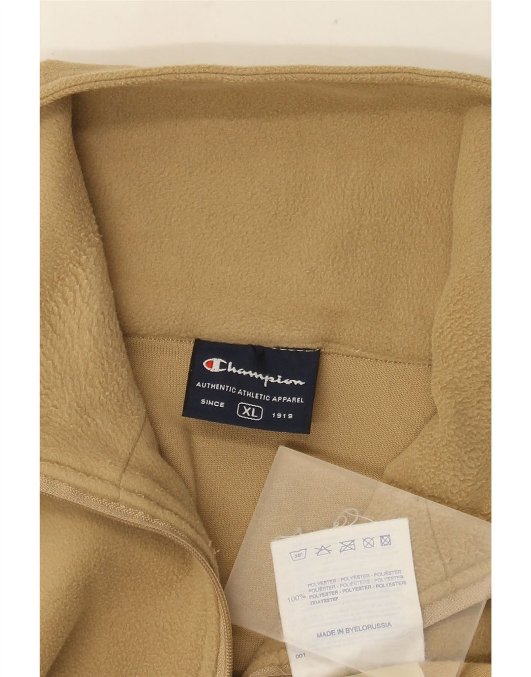 Maglione in pile Champion da uomo con zip e collo XL in poliestere beige