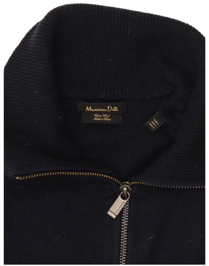 Maglione cardigan da uomo Massimo Dutti grande cotone blu navy