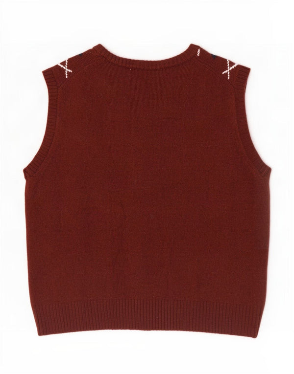 Maglione cardigan senza maniche da donna Zara UK 14 grande marrone a rombi/diamante