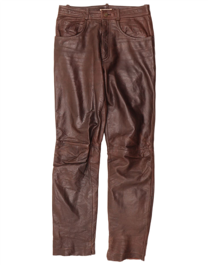 Pantaloni dritti in pelle da uomo LINUS W32 L33 in pelle marrone