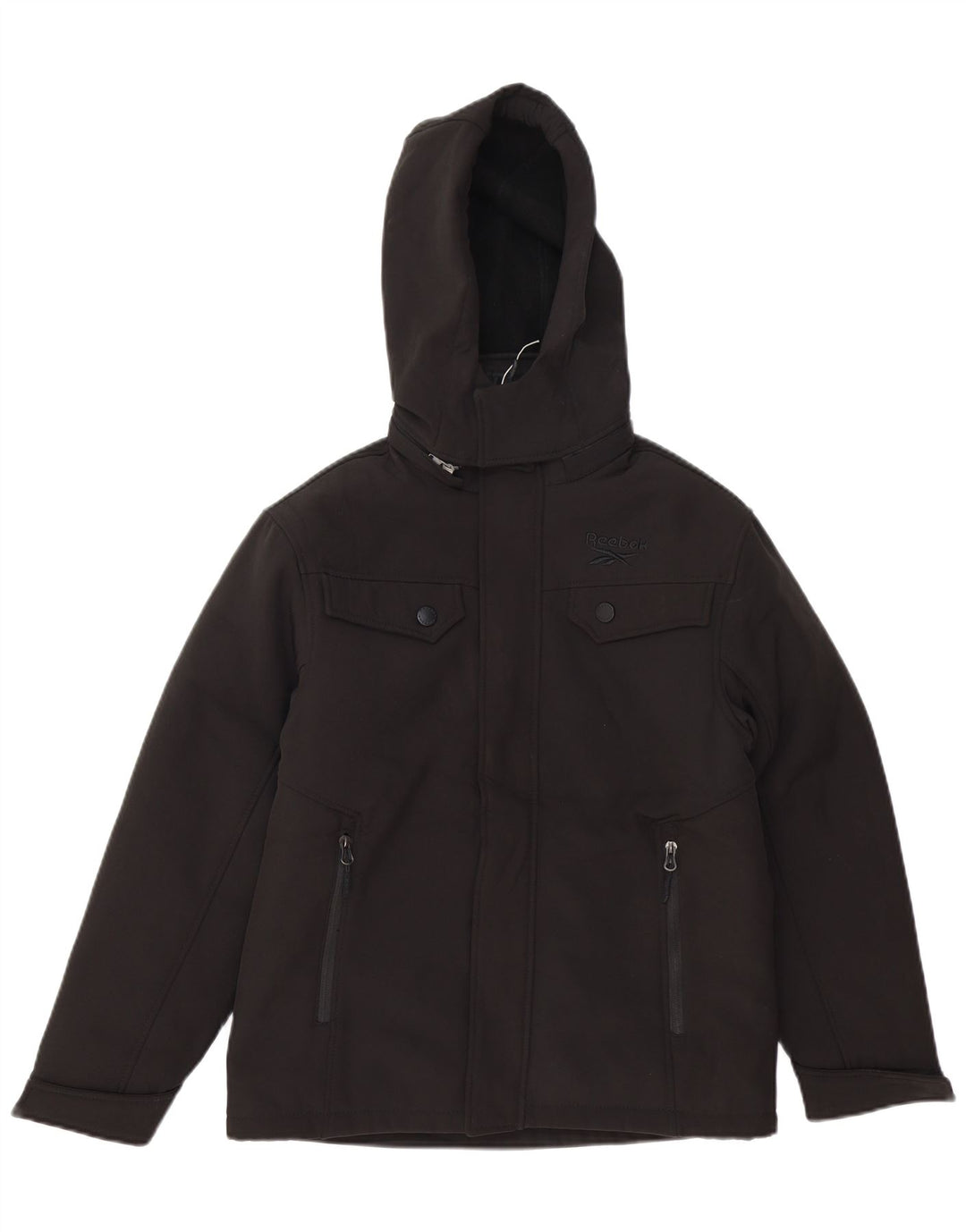 Giacca a vento con cappuccio REEBOK da bambino 10-11 anni in poliestere nero