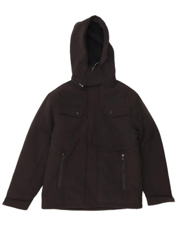 Giacca a vento con cappuccio REEBOK da bambino 10-11 anni in poliestere nero