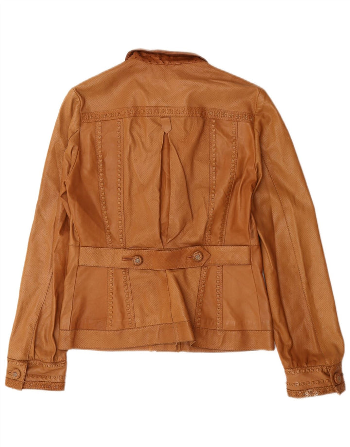 Giacca in pelle da donna vintage IT 44 in pelle marrone medio