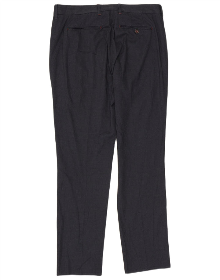 Pantaloni da abito dritti da uomo Ted Baker London W34 L31 poliestere blu navy