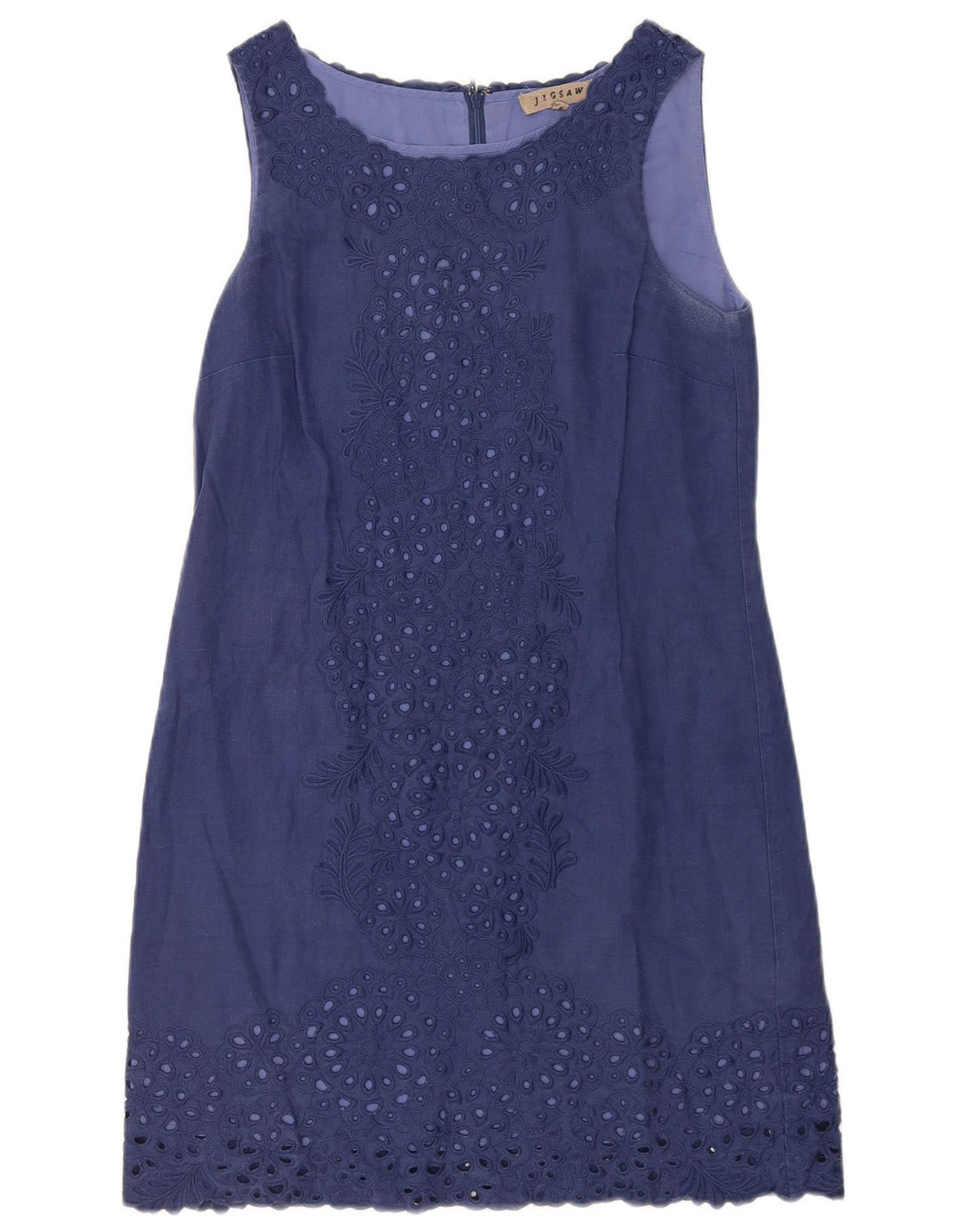 Abito basic senza maniche da donna Jigsaw UK 10 Piccolo lino floreale blu navy