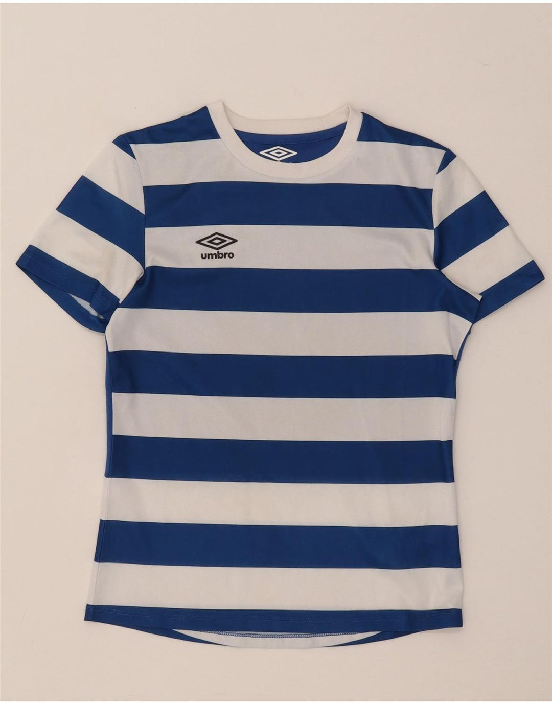 T-shirt da bambino Umbro Top 9-10 anni in poliestere a righe blu medio