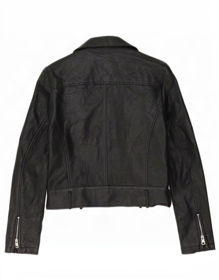 Giacca da motociclista in ecopelle corta da donna Levi's UK 10 piccola in poliuretano nero