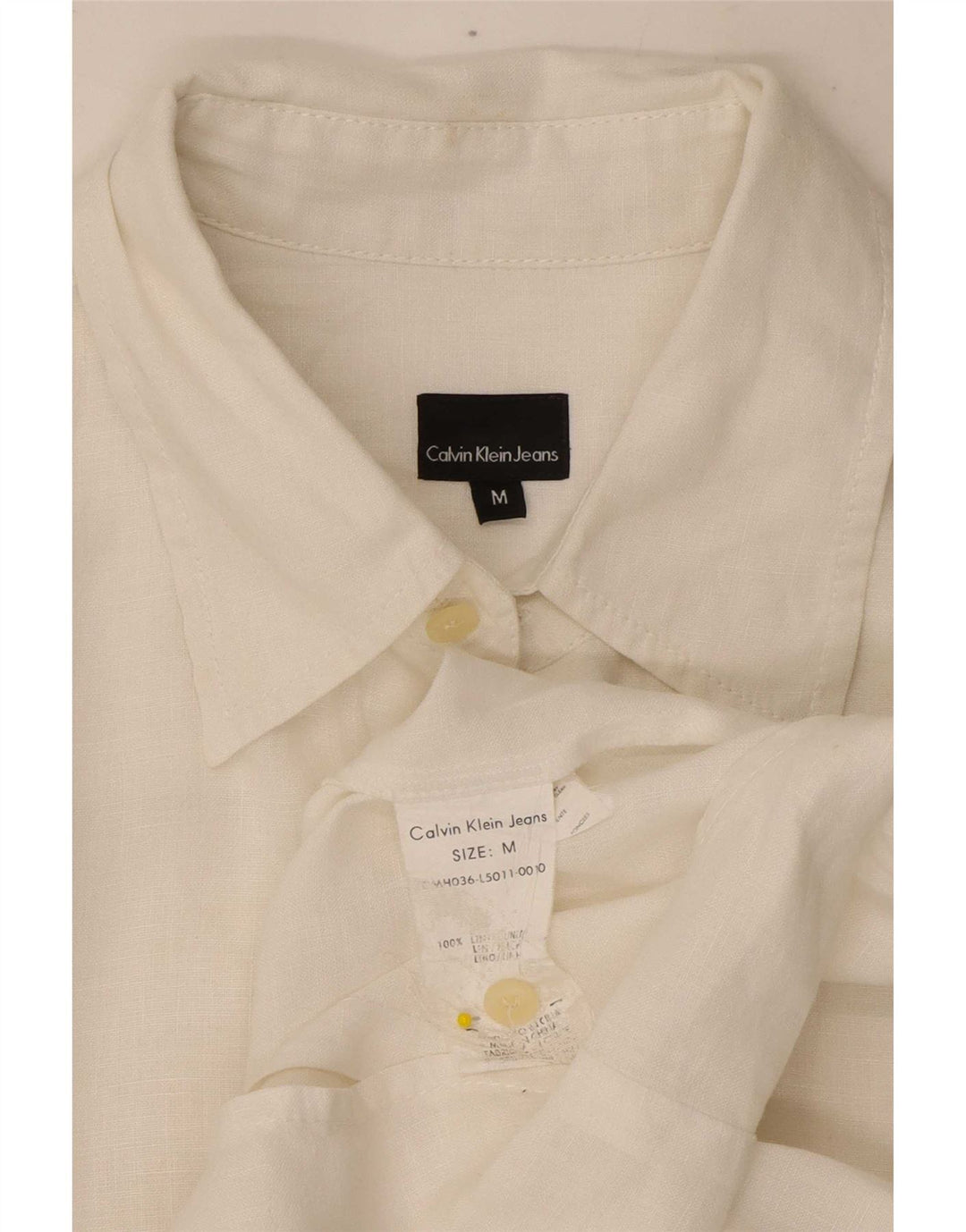 Camicia da uomo Calvin Klein Jeans in lino bianco medio