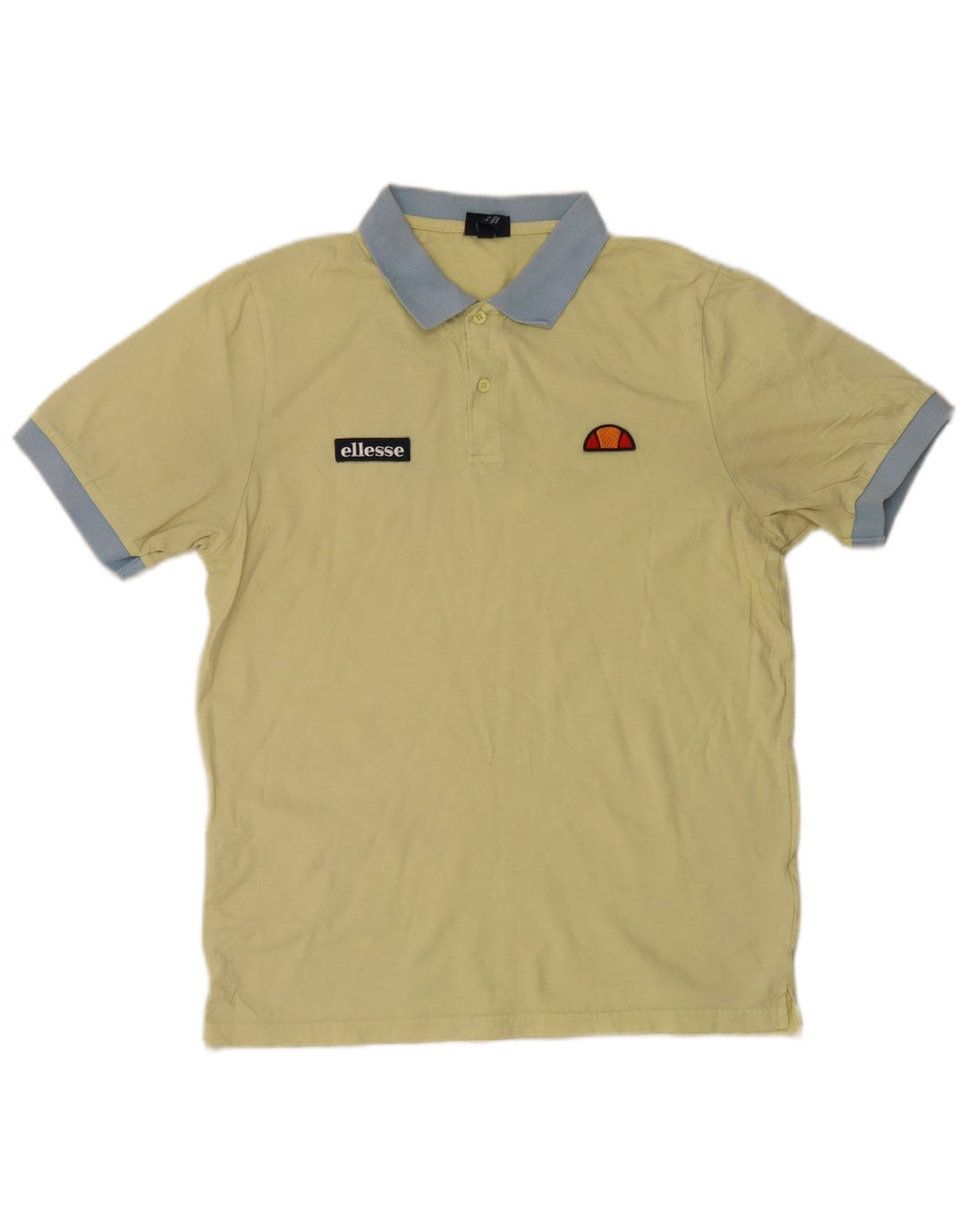 Polo da uomo Ellesse grande in cotone color block giallo