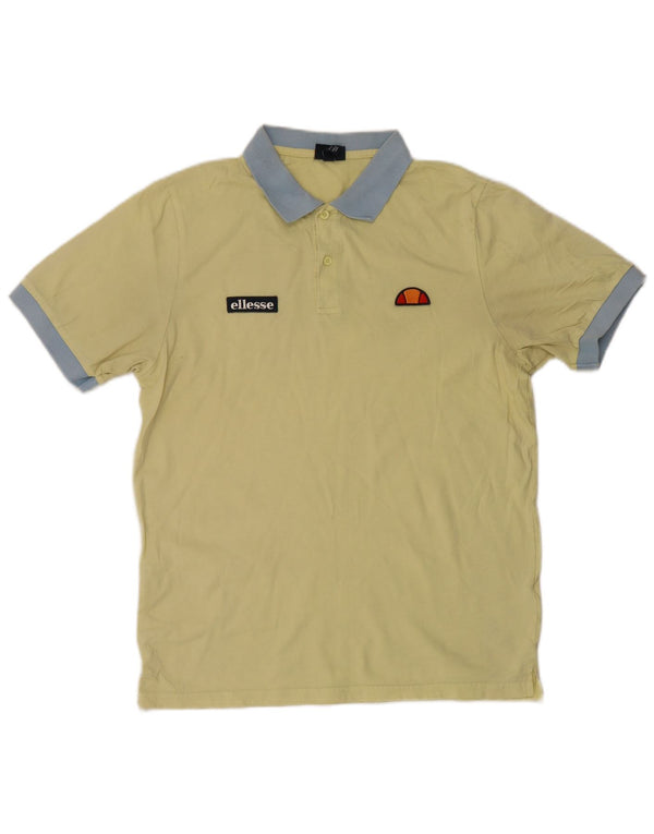 Polo da uomo Ellesse grande in cotone color block giallo