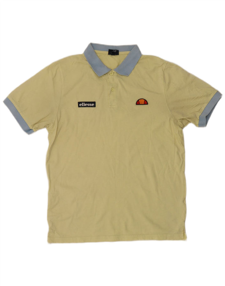 Polo da uomo Ellesse grande in cotone color block giallo