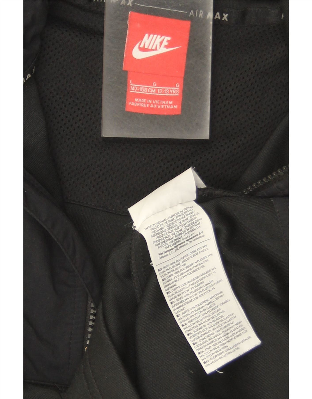 Felpa con cappuccio e collo con zip Nike da ragazzo, 12-13 anni, grande, in poliestere nero