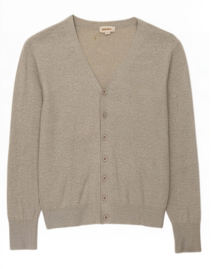 Maglione cardigan da uomo Diesel in cotone grigio medio