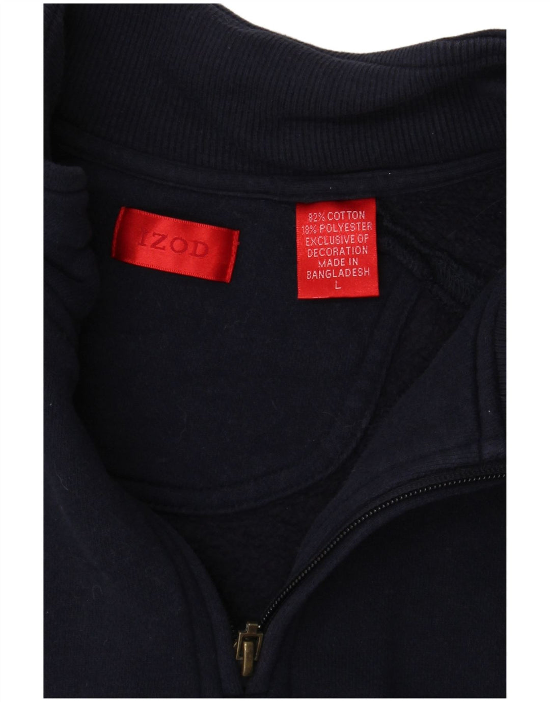 Felpa da uomo con zip e collo IZOD, grande, in cotone blu navy