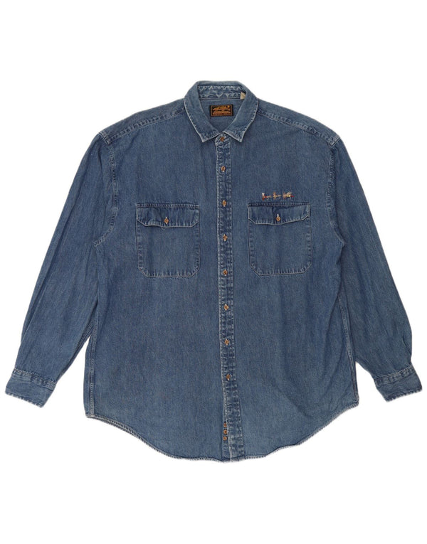 Camicia di jeans da uomo EDDIE BAUER 2XL cotone blu