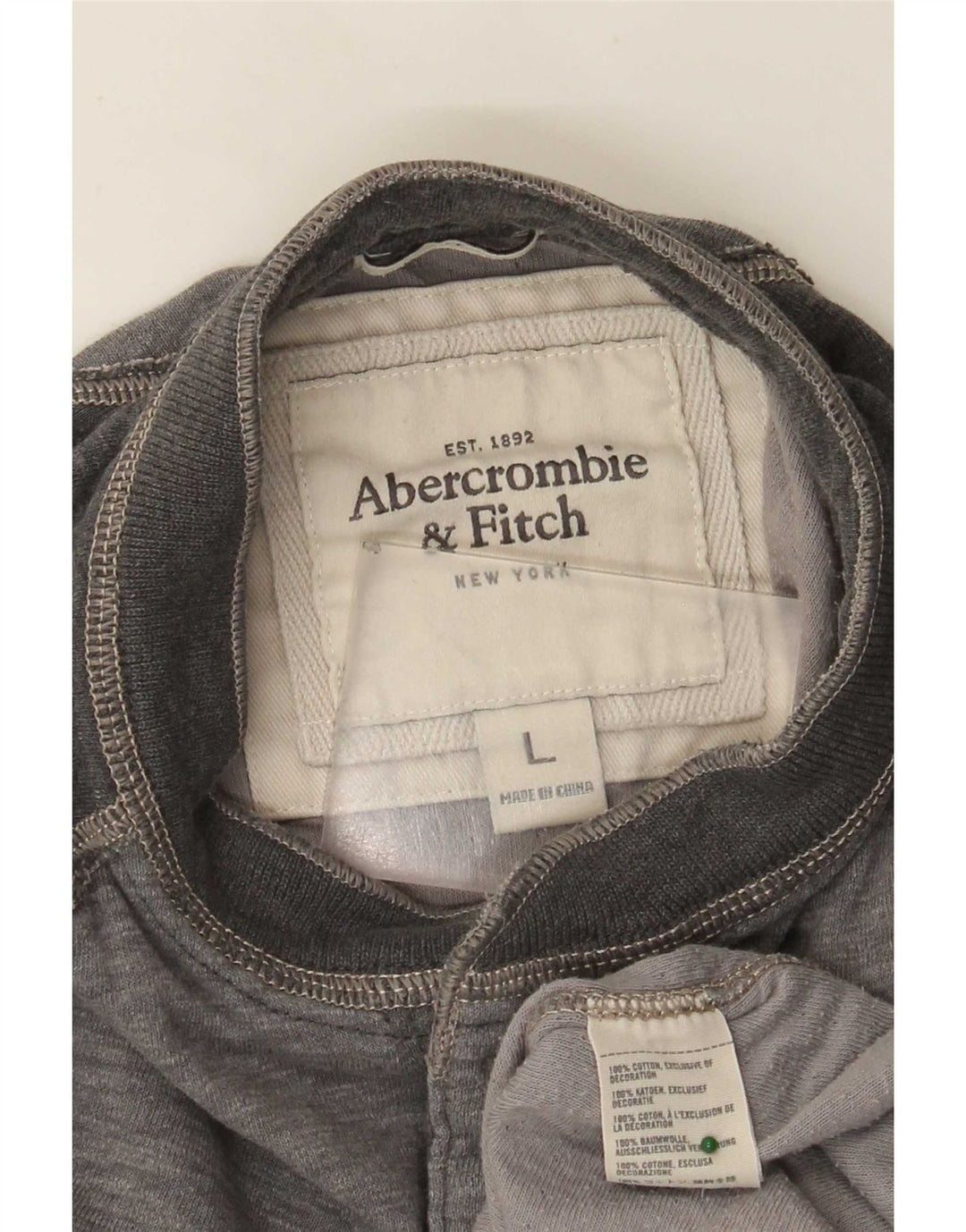 Top da uomo Abercrombie & Fitch manica 3/4 grande in cotone grigio