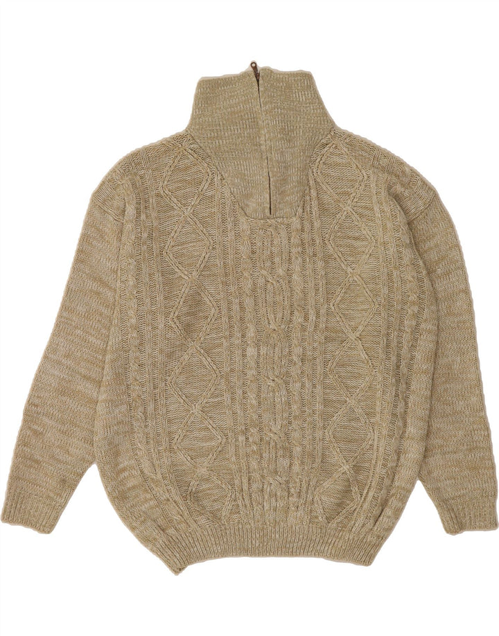 Maglione da uomo VINTAGE con zip e collo 2XL Poliacrilico beige