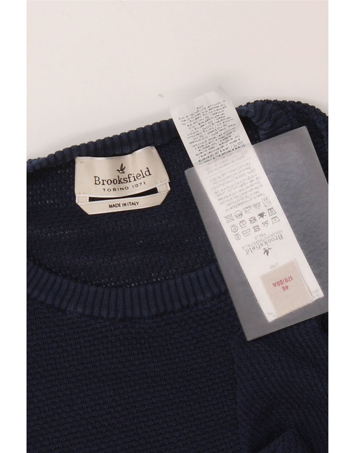 Maglione maglione girocollo da uomo Brooksfield IT 46 piccolo cotone blu navy