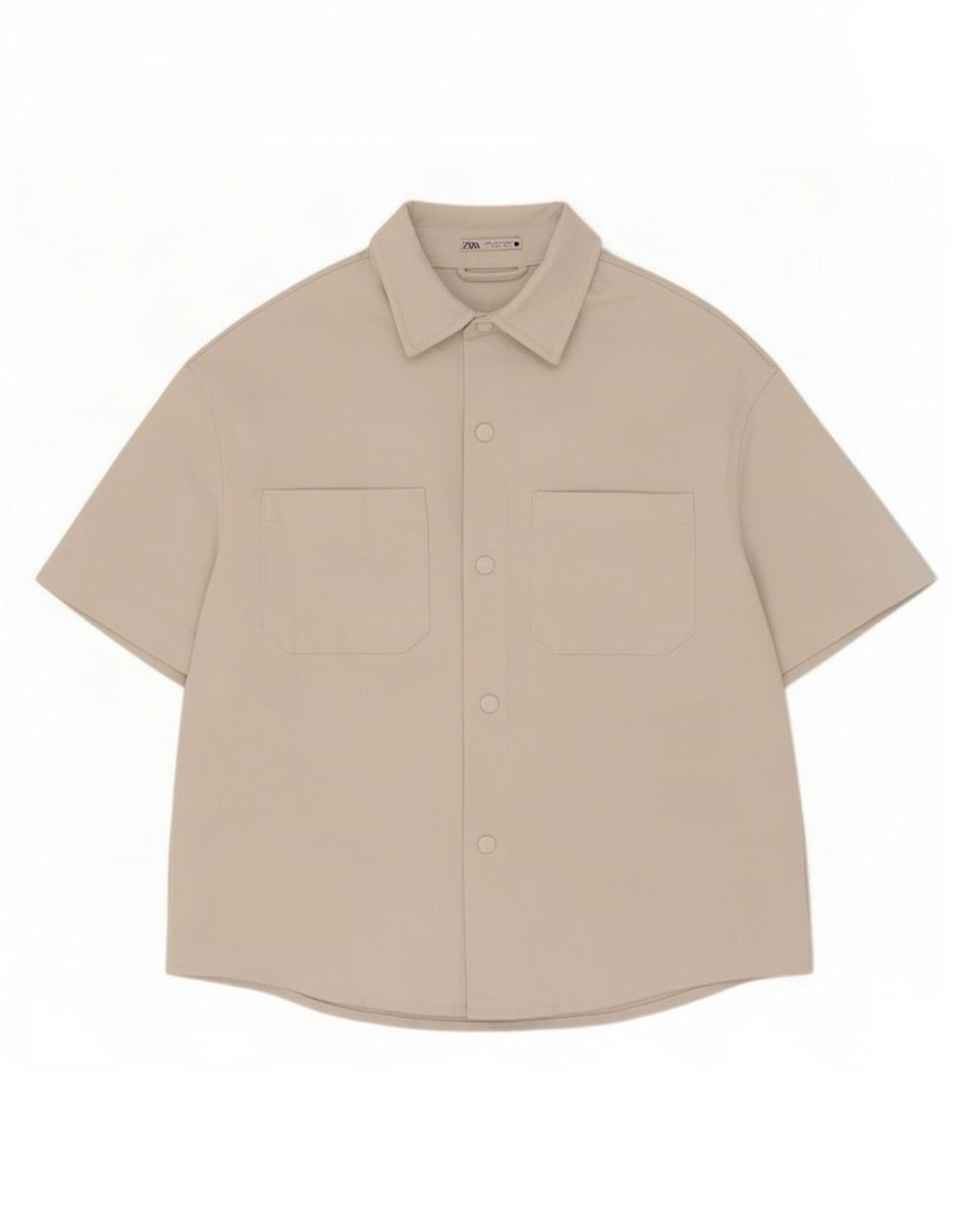 Camicia a maniche corte da uomo Zara in poliestere bianco medio