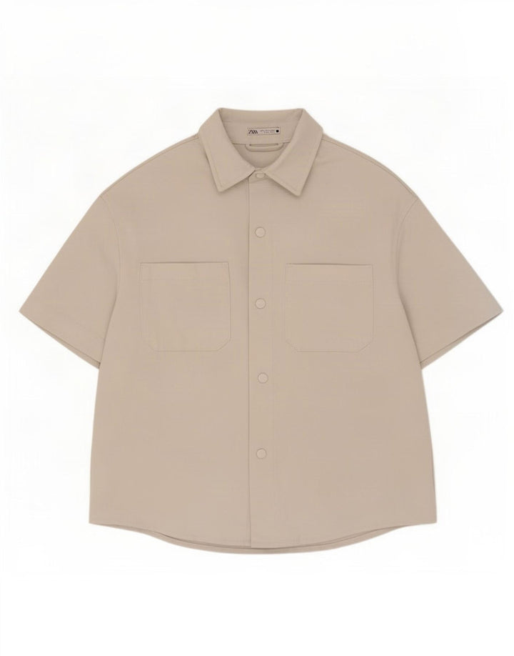 Camicia a maniche corte da uomo Zara in poliestere bianco medio