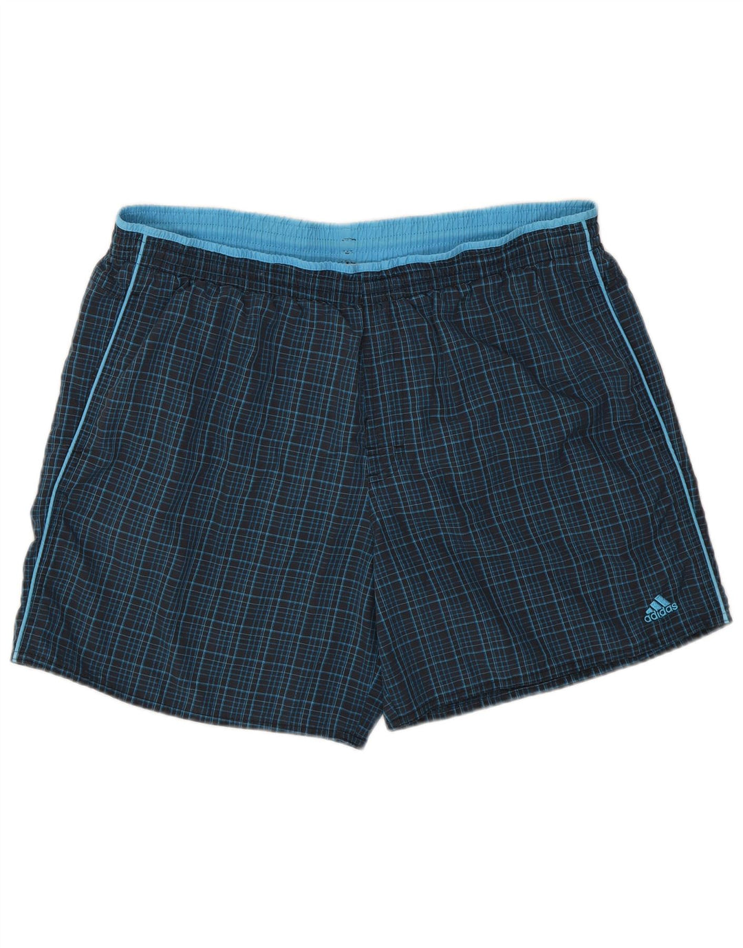 Pantaloncini da bagno da uomo Adidas XL blu navy a quadri in poliammide
