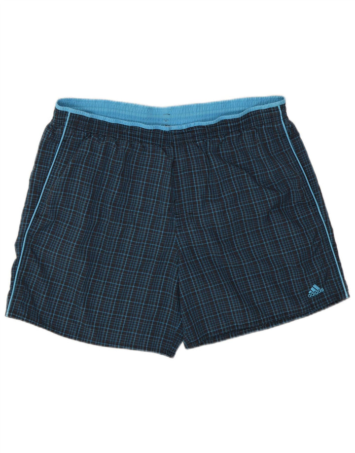 Pantaloncini da bagno da uomo Adidas XL blu navy a quadri in poliammide