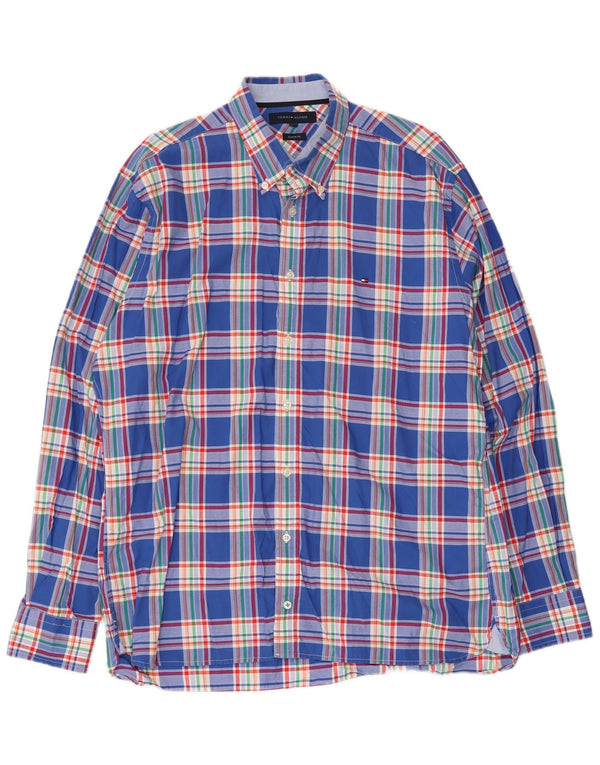 Camicia da uomo su misura Tommy Hilfiger XL in cotone a quadri blu