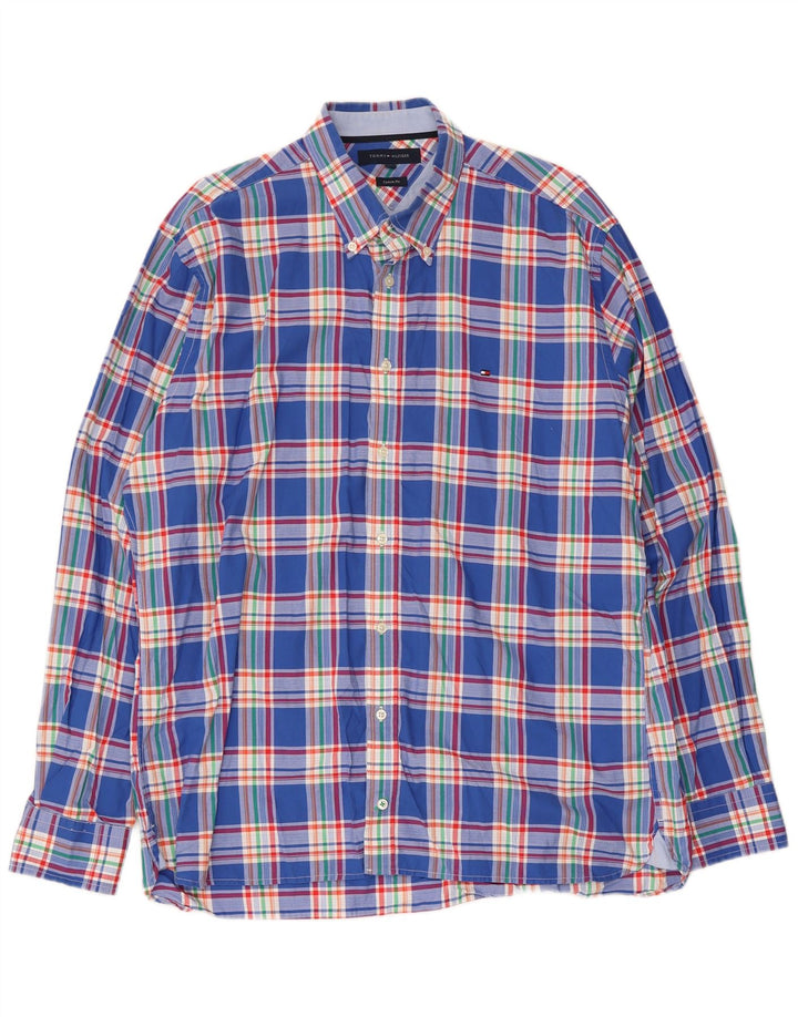 Camicia da uomo su misura Tommy Hilfiger XL in cotone a quadri blu