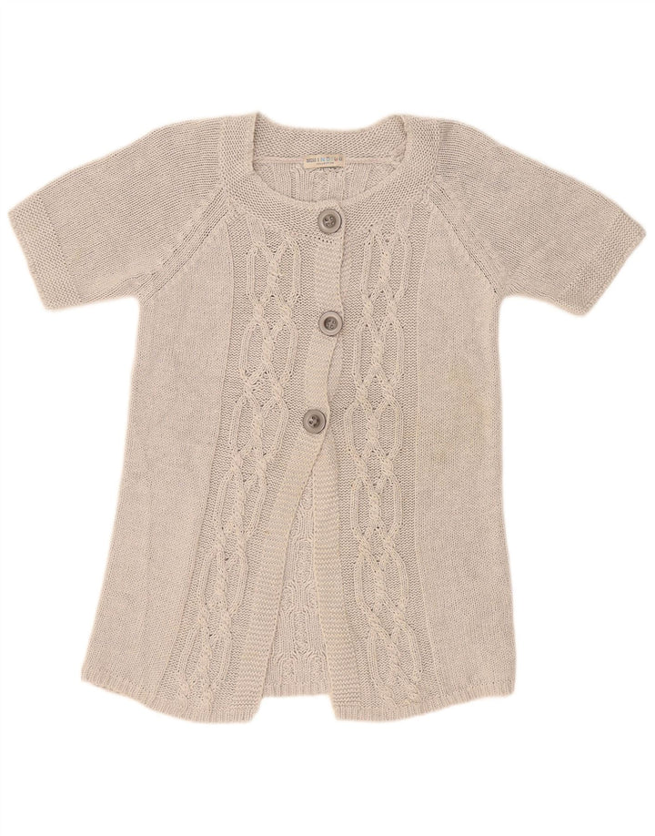 Maglione cardigan a maniche corte da donna Marks & Spencer UK 12 argento medio
