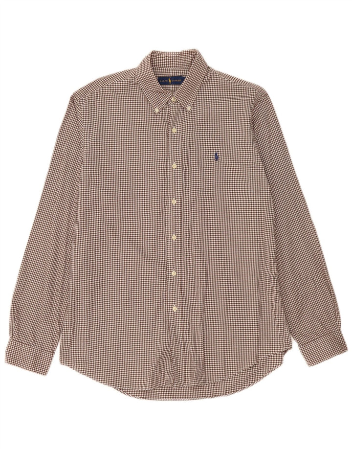 Ralph Lauren Camicia da uomo in flanella di cotone a quadretti marrone grande