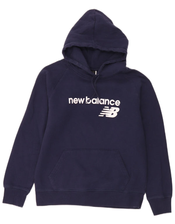 Maglione con cappuccio grafico da uomo New Balance in cotone blu medio